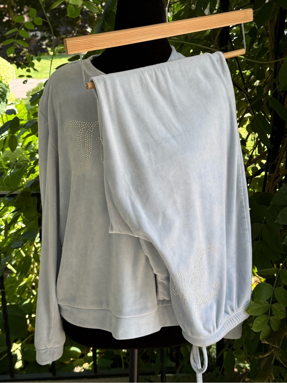 Juicy Couture Pale Blue Velour Set with Rhinestone Logo